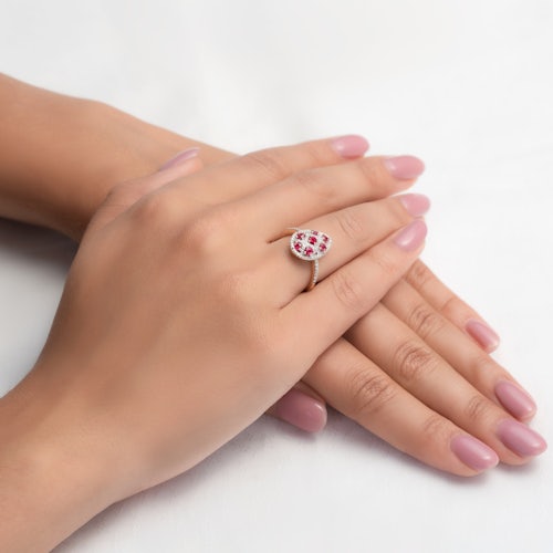 Pierścionek SAVICKI: dwukolorowe złoto, rubiny, diamenty